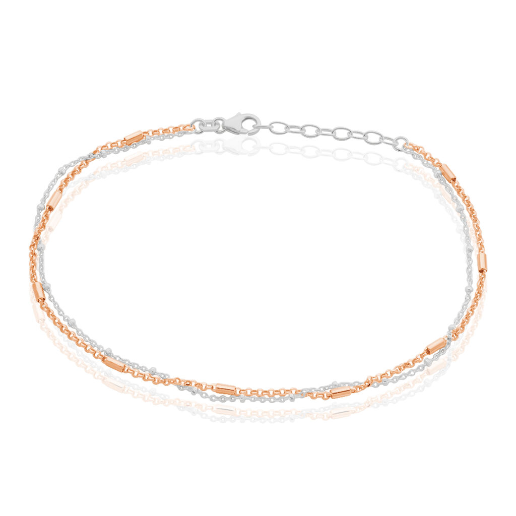 🦚 Damen Fußkette Silber Bicolor 925, Fußkette ohne Stein