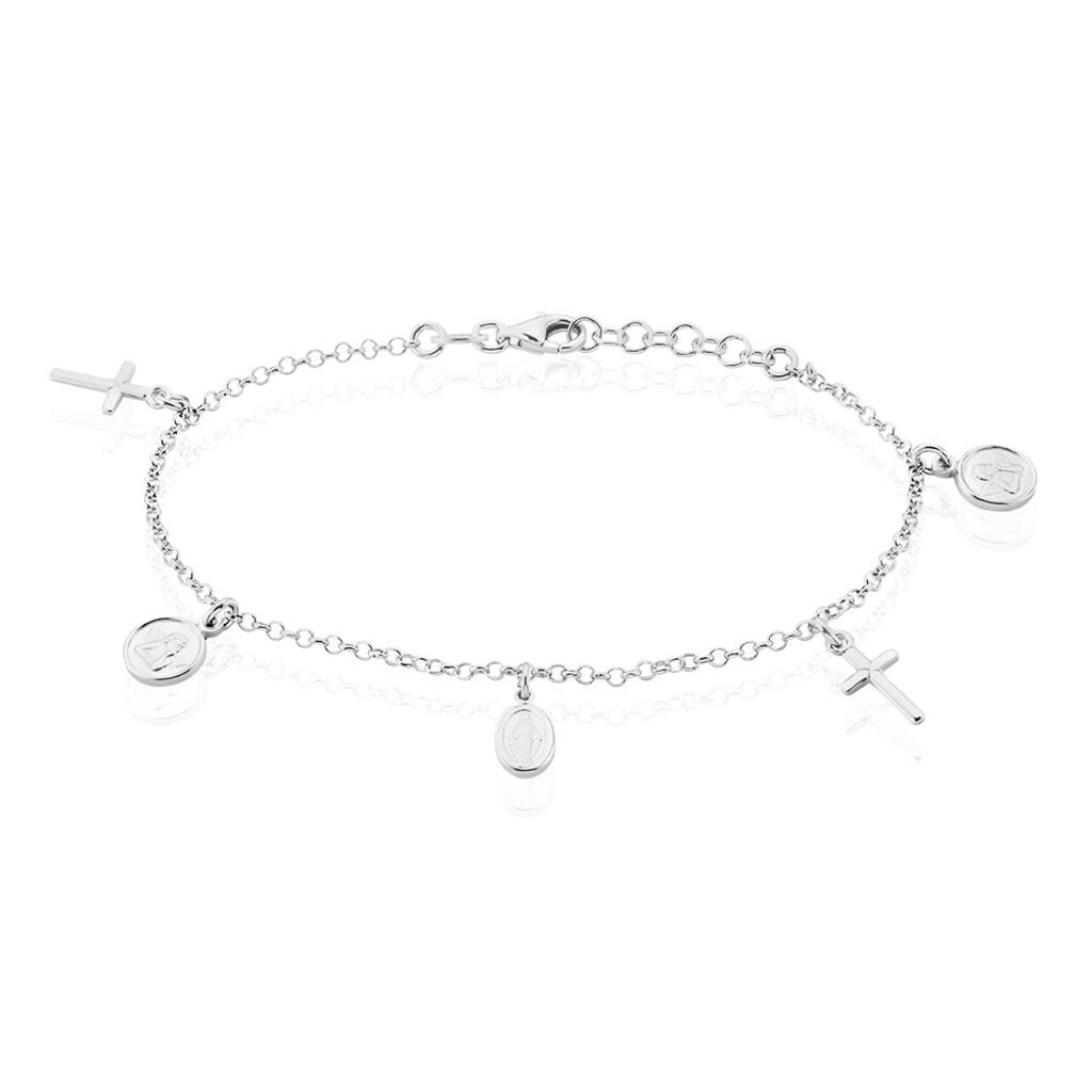 🦚 MARAJKE Damen Armband Silber 925 Religiöses Kreuz B 1,2 mm, Armband ohne Stein