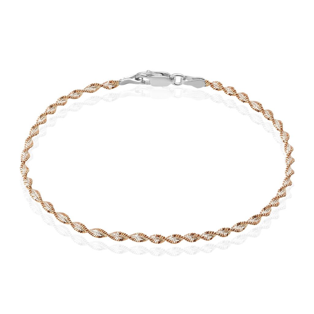 🦚 ABIE TORSADE Damen Armkette Silber Bicolor Silber/Roségold 925, Armkette ohne Stein