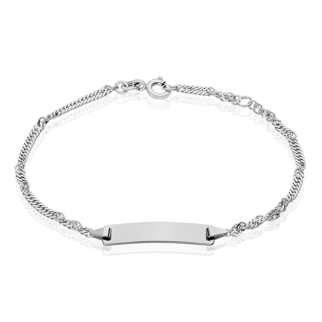 🦚 SINGAPUR S ID Unisex ID Armband Silber 925 Rechteckig B 2,4 mm, ID Armband ohne Stein