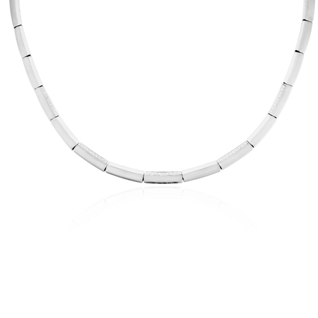 🦚 KIMBERLY Damen Collier Titan Zirkonia Weiß 0,220 ct Rechteckig B 5 mm, Collier mit Stein