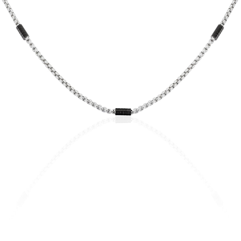 🦚 Herren Kette Edelstahl Bicolor Zylinder, Kette ohne Stein