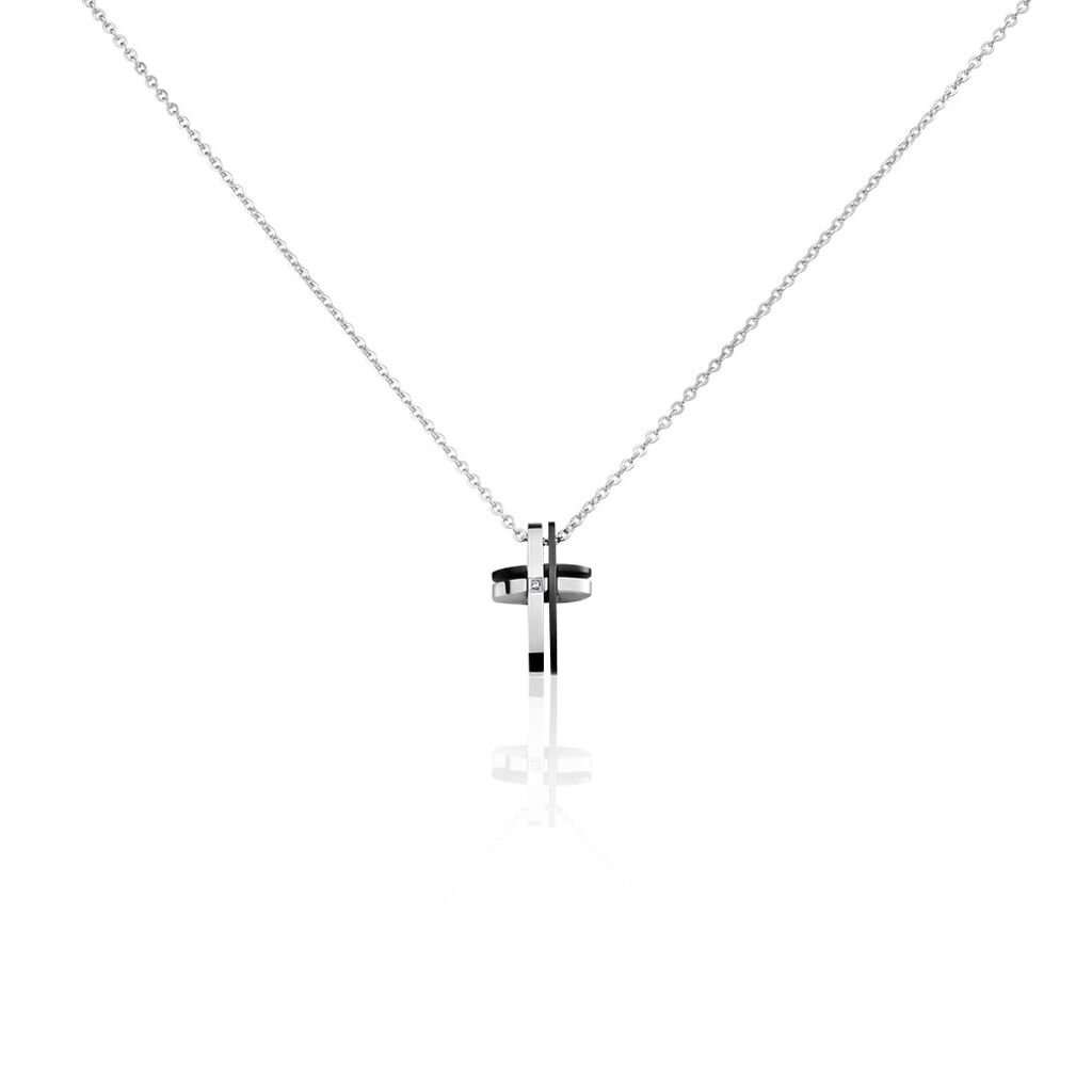 🦚 Herren Collier Edelstahl Kreuz, Collier ohne Stein