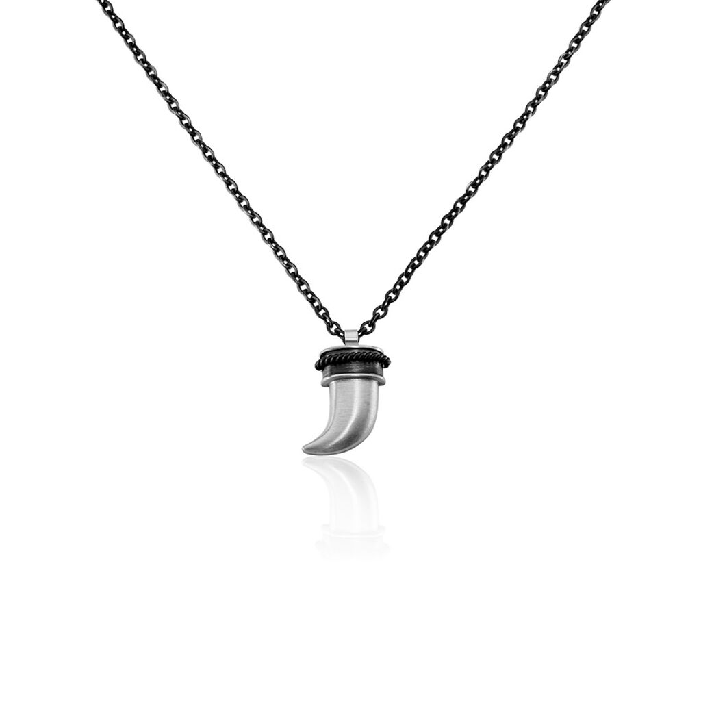 🦚 Herren Kette Edelstahl Bicolor Silber/Schwarz, Kette ohne Stein