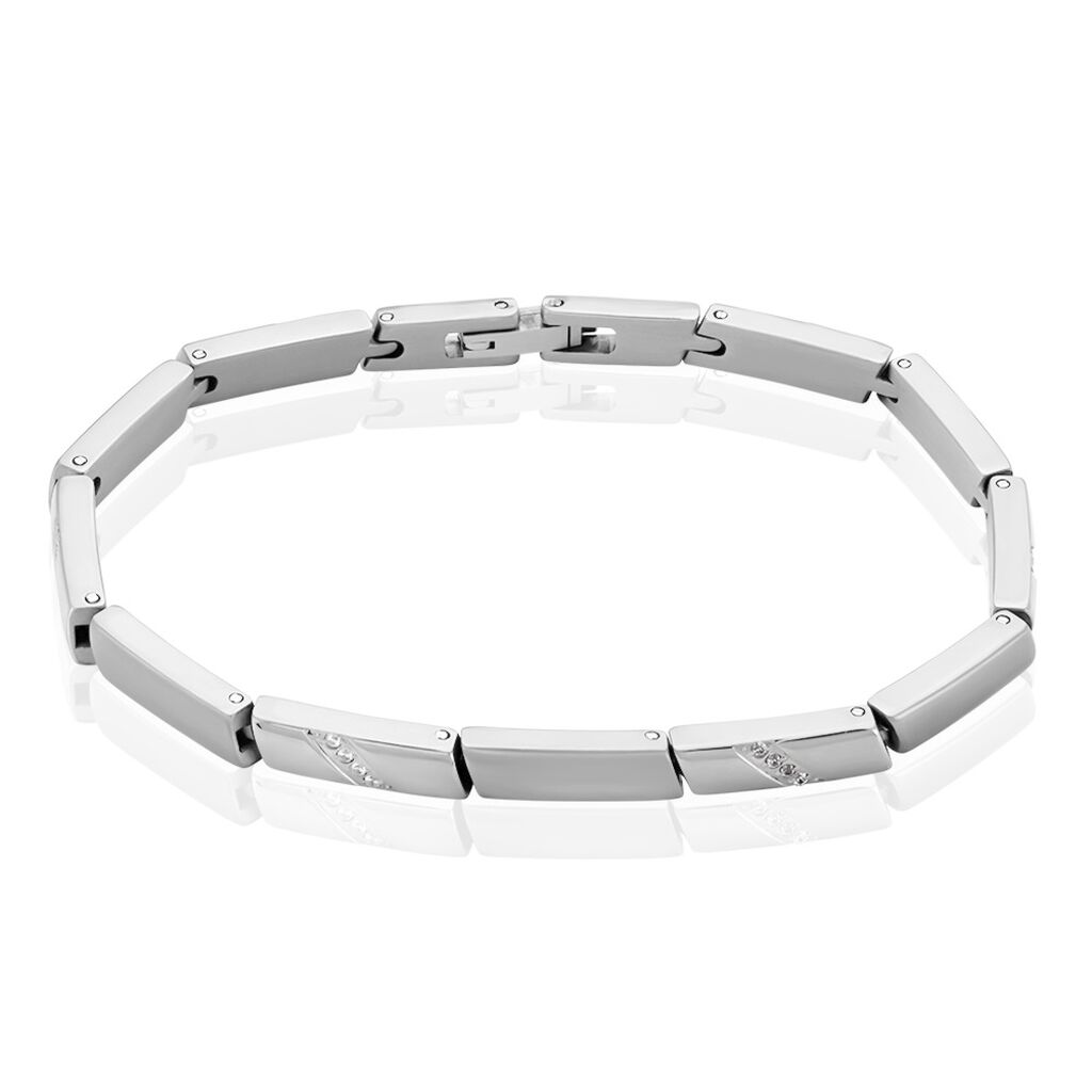 🦚 VIVIAN Damen Armband Titan Zirkonia Weiß 0,24 ct Rechteckig B 4,5 mm, Armband mit Stein