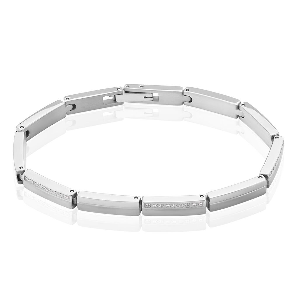 🦚 KIMBERLY Damen Armband Titan Zirkonia Weiß 0,220 ct Rechteckig B 5 mm, Armband mit Stein