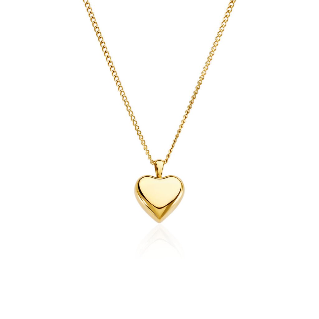🦚 LEONIE Damen Collier Edelstahl vergoldet Herz B 2 mm, Collier ohne Stein