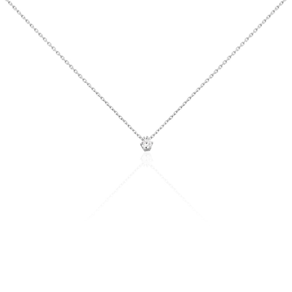 🦚 ROME Damen Collier Weißgold 375 (9 Karat) Diamant Weiß 0,1 ct, Collier mit Stein