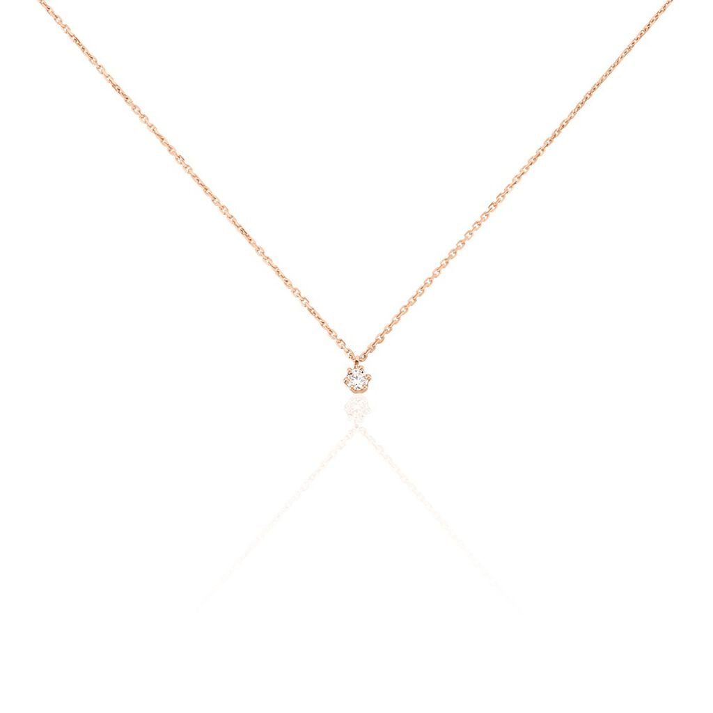 🦚 MERLE Damen Collier Rosegold 375 (9 Karat) Diamant Weiß 0,07 ct Tropfen B 0,5 mm, Collier mit Stein
