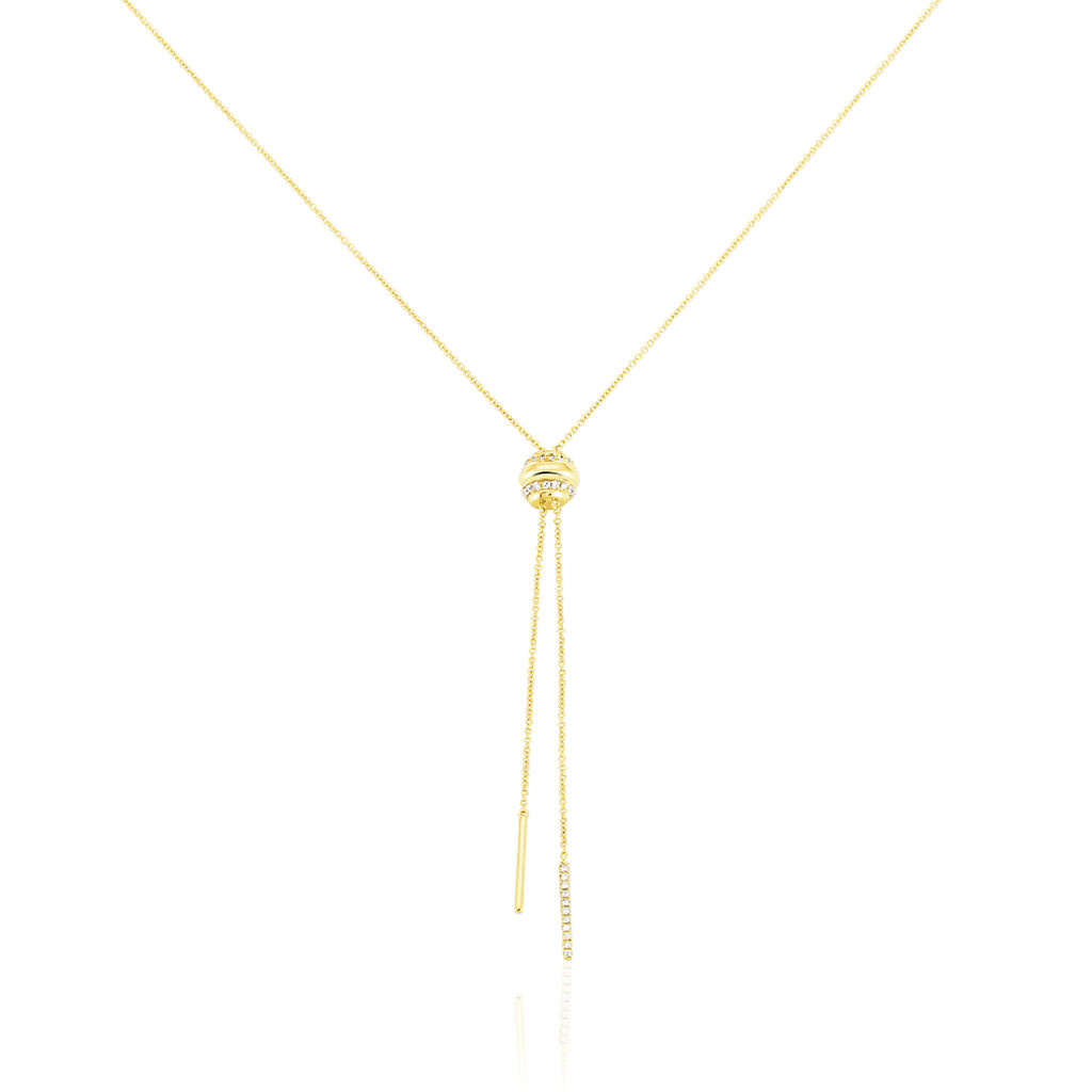 🦚 Damen Collier Gold 375 (9 Karat) Diamant Weiß 0,04 ct Barren, Collier mit Stein