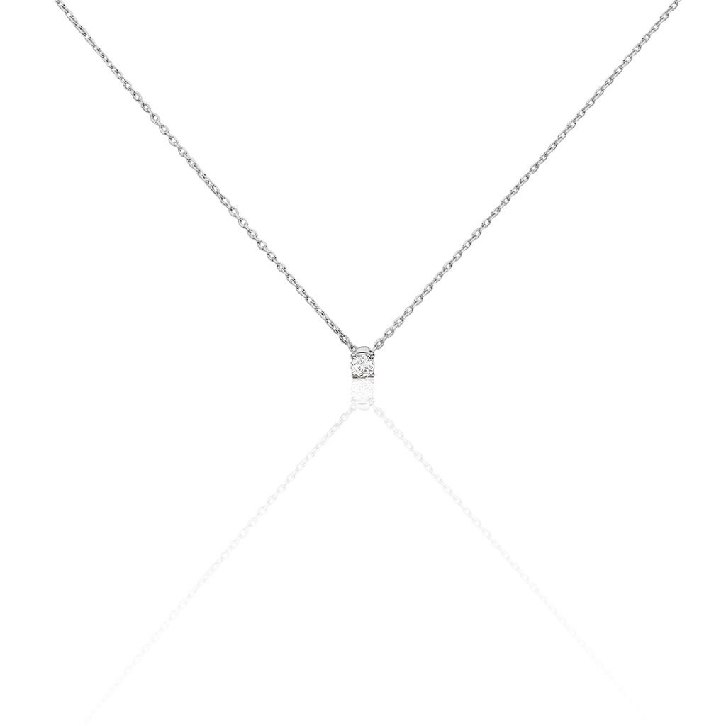 🦚 Illusion Damen Collier Weißgold 375 (9 Karat) Diamant Weiß 0,06 ct, Collier mit Stein