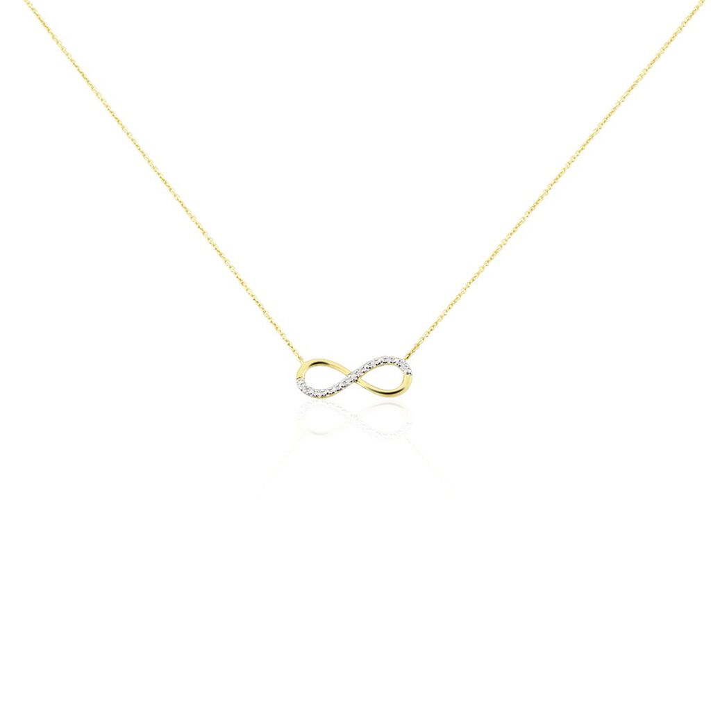🦚 Infinity Nuovo Damen Collier Gold Bicolor Gelb/Silber 375 (9 Karat) Diamant Weiß 0,03 ct, Collier mit Stein