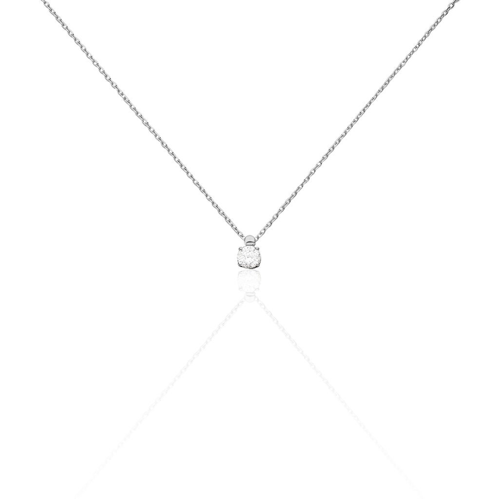 🦚 Damen Collier Weißgold 375 (9 Karat) Zirkonia Weiß 0,940 ct Kreis, Collier mit Stein
