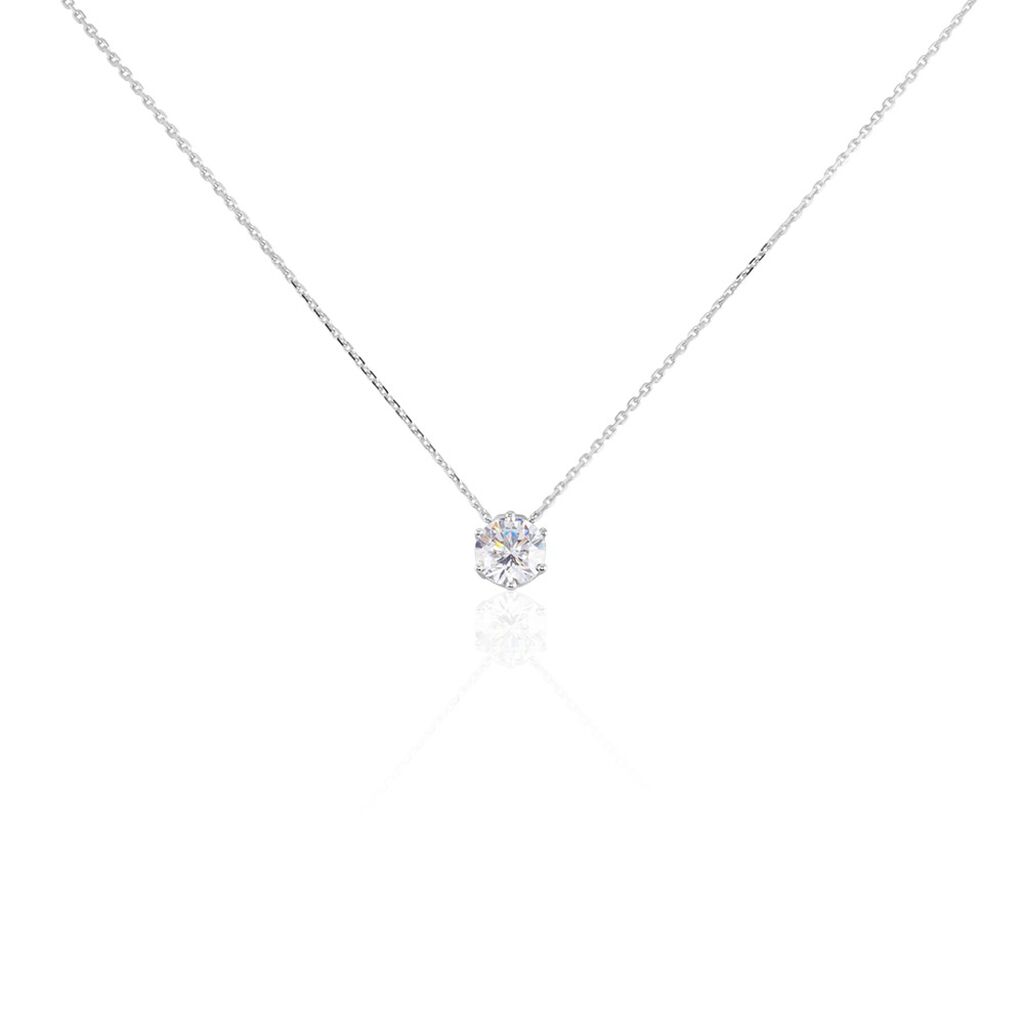🦚 KRAPPE 6 Damen Collier Weißgold 375 (9 Karat) Zirkonia Weiß 1,480 ct, Collier mit Stein