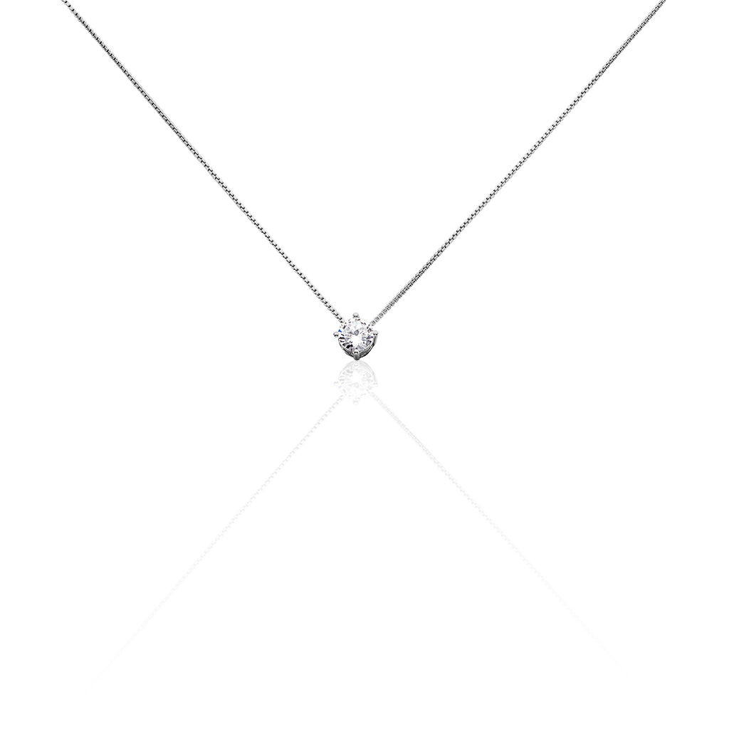 🦚 LISTO Damen Collier Silber 925 Zirkonia Weiß 0,5 ct, Collier mit Stein