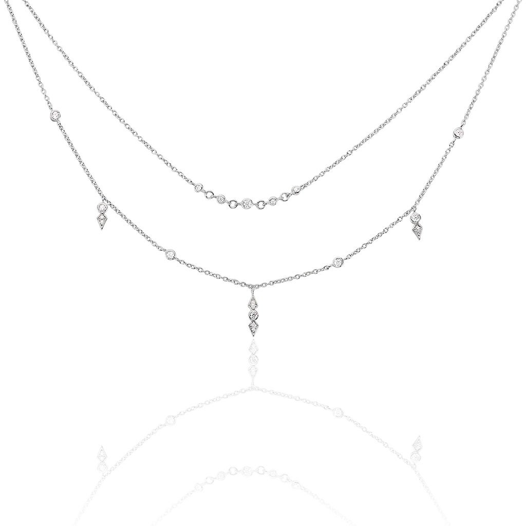 🦚 JULIA 2 Damen Collier Silber 925 Zirkonia Weiß 0,13 ct, Collier mit Stein
