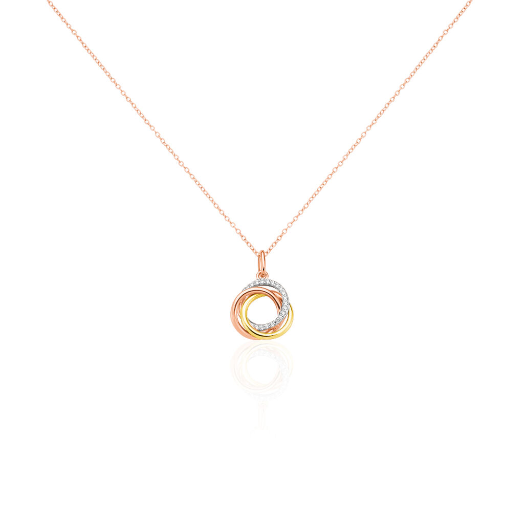 🦚 CELESTE Damen Collier Silber Tricolor 925 Zirkonia Weiß 0,33 ct Kreis, Collier mit Stein