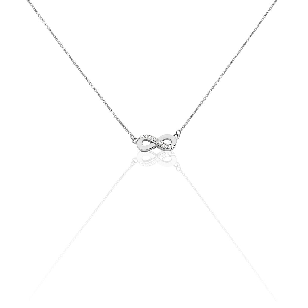 🦚 INFI INFINITY 2 Damen Collier Silber 925 Zirkonia Weiß Unendlichkeit, Collier mit Stein