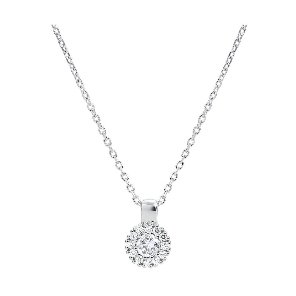 🦚 SERINATI Damen Collier Silber 925 Zirkonia Weiß, Collier mit Stein