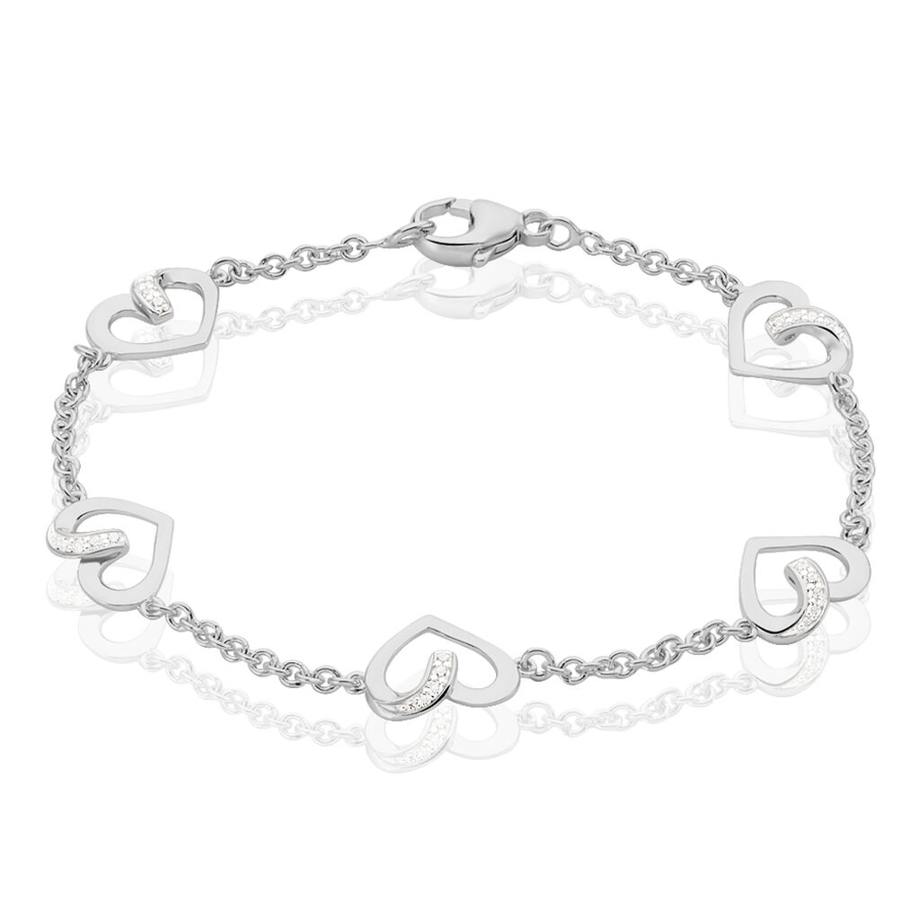 🦚 Damen Armband Silber 925 Zirkonia Weiß Herz, Armband mit Stein
