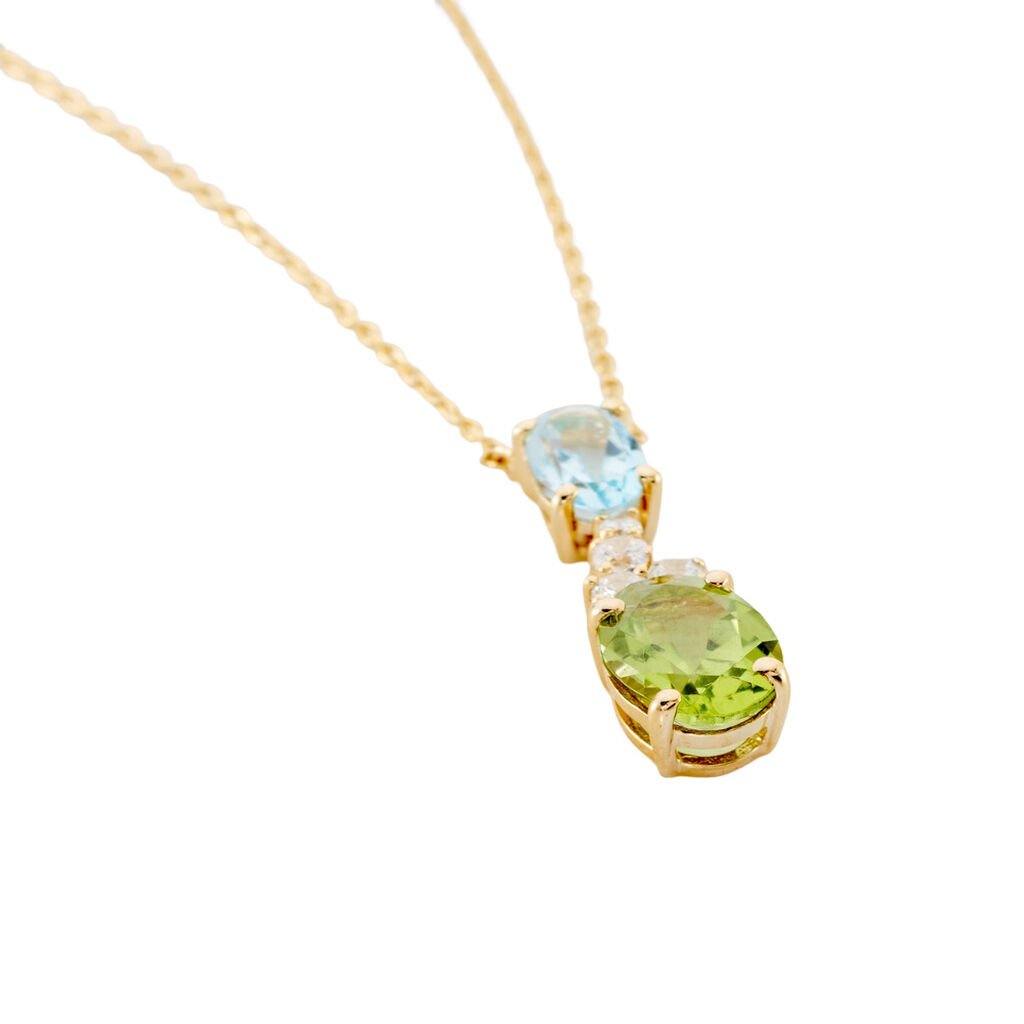 🦚 LAYLA 2 Damen Collier Gold 375 (9 Karat) Peridot Grün 2,05 ct Oval, Collier mit Stein