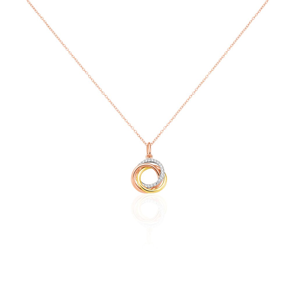 🦚 CELESTE Damen Collier Silber Tricolor 925 Zirkonia Weiß 0,33 ct Kreis, Collier mit Stein