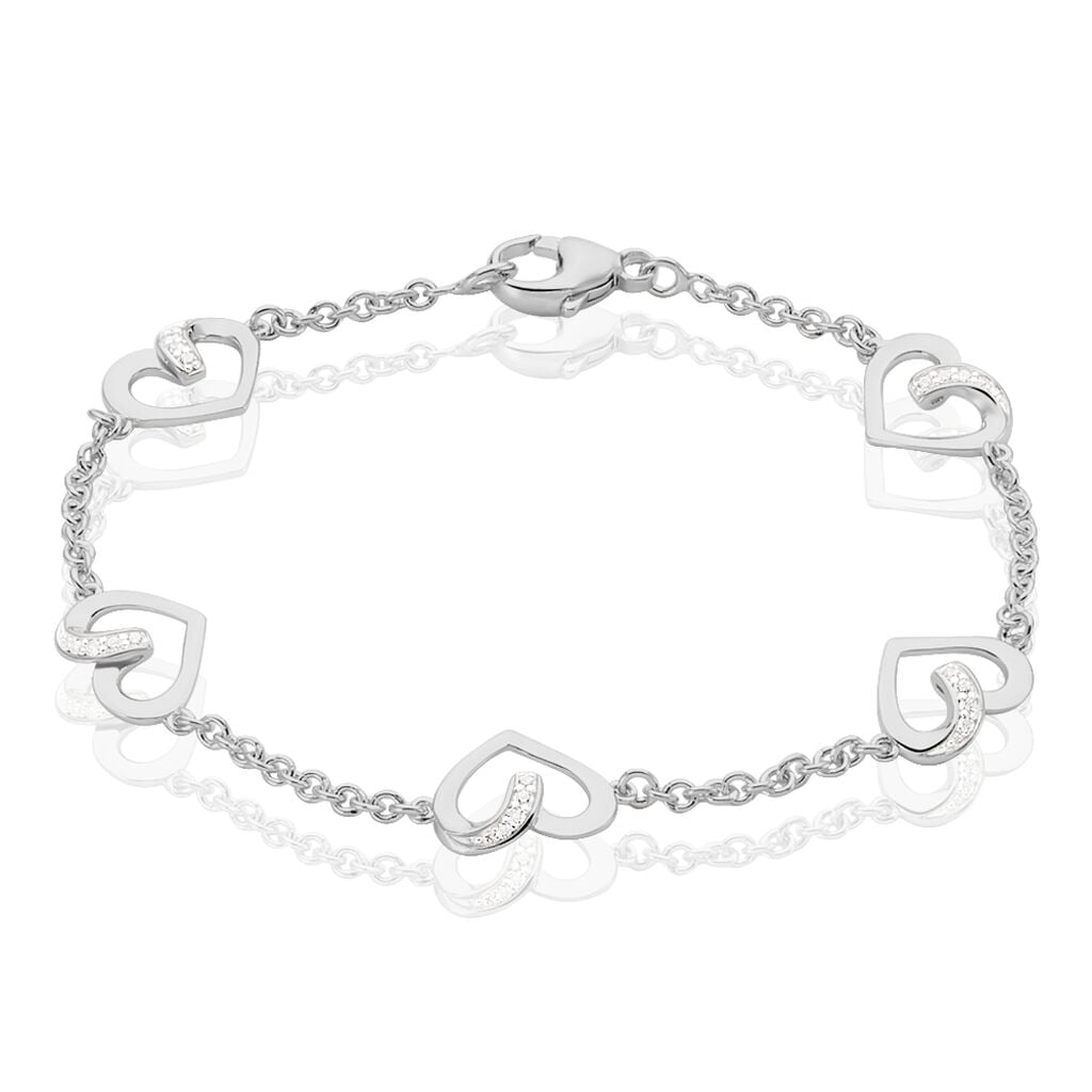 🦚 Damen Armband Silber 925 Zirkonia Weiß Herz, Armband mit Stein
