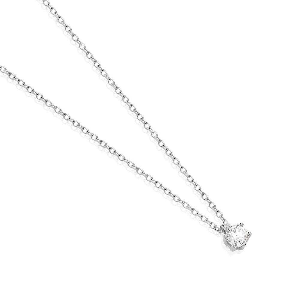 🦚 Sonate Damen Collier Weißgold 585 (14 Karat) Synthetischer Diamant Weiß 0,16 ct, Collier mit Stein