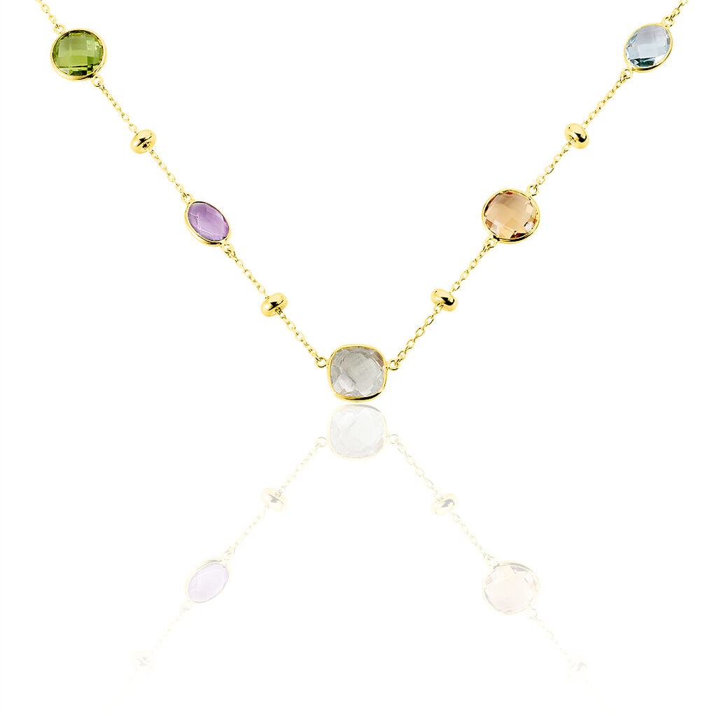 🦚 AGA Damen Collier Gold 375 (9 Karat) Amethyst Violett 10,23 ct, Collier mit Stein