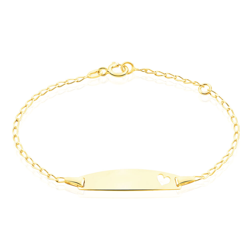 🦚 AMINE Kinder ID Armband Gold 375 (9 Karat) Herz B 0,71 mm, ID Armband ohne Stein