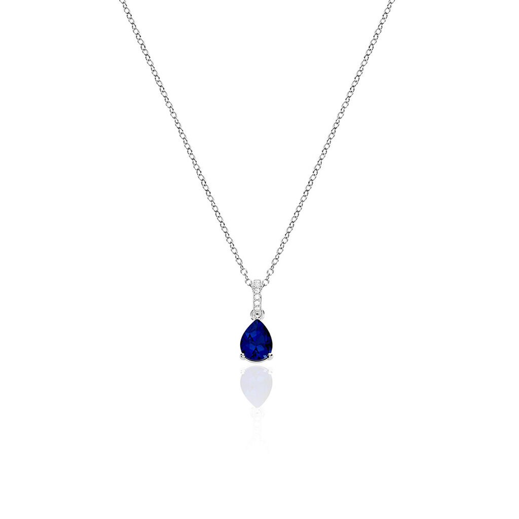 🦚 TALIDA Damen Collier Silber 925 Zirkonia Blau, Collier mit Stein