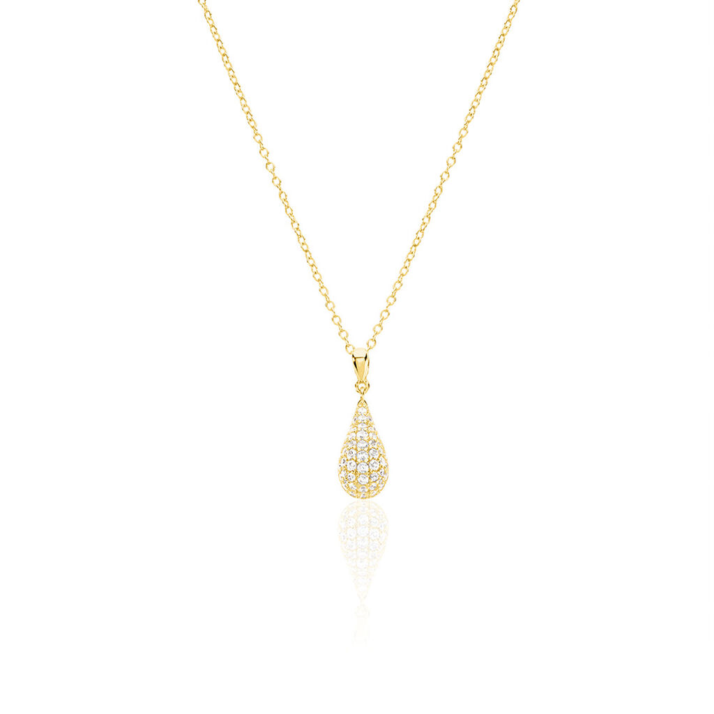🦚 ELANI Damen Collier Silber vergoldet 925 Zirkonia Weiß 0,28 ct Tropfen, Collier mit Stein