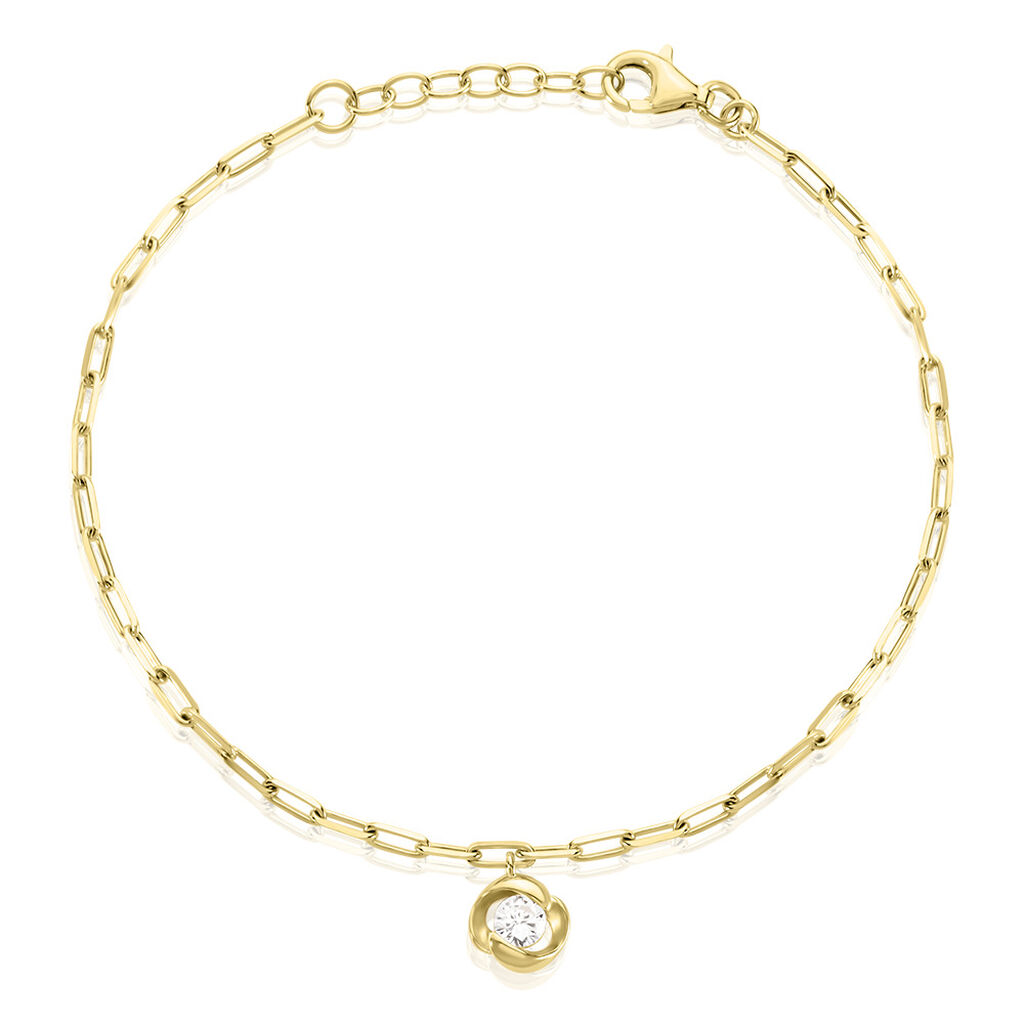 🦚 LUCY Damen Armband Silber vergoldet 925 Zirkonia Weiß 0,400 ct Blume, Armband mit Stein