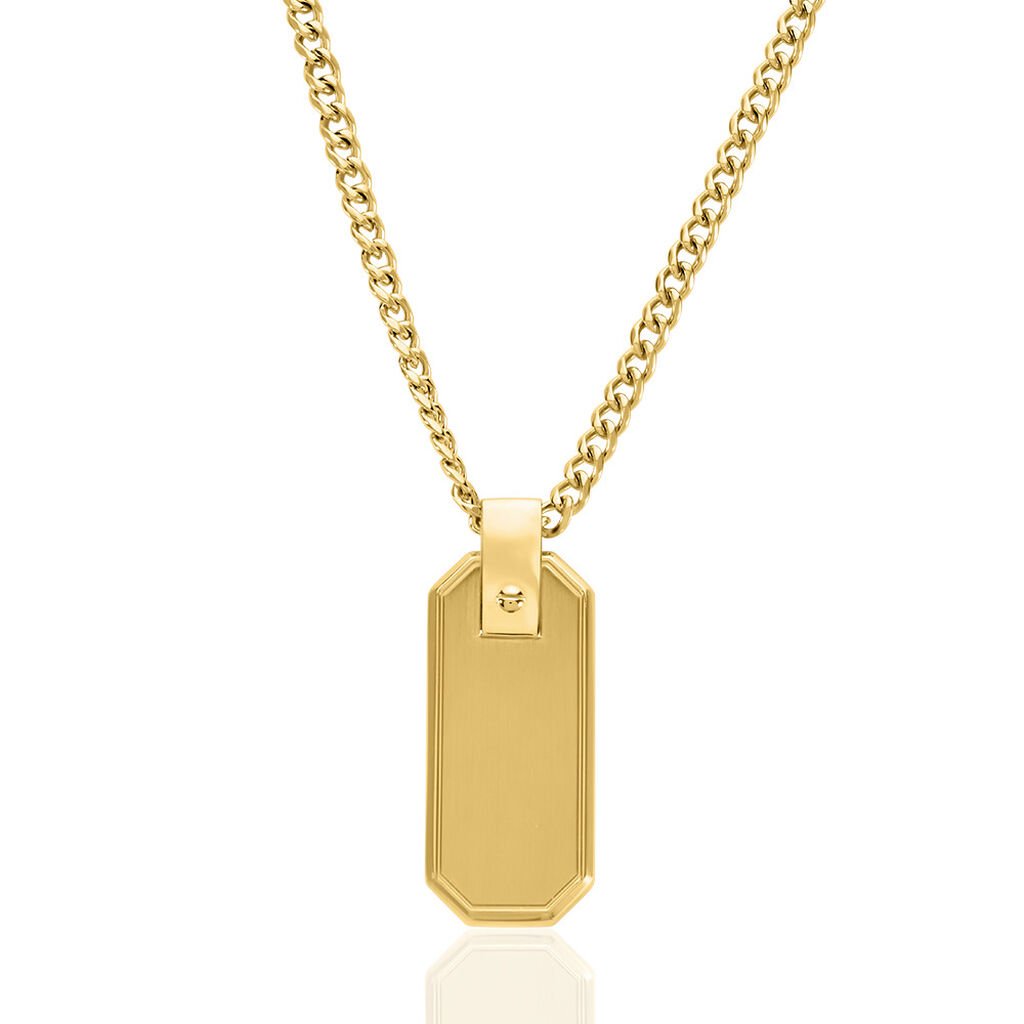 🦚 DREX Herren Collier Edelstahl vergoldet Achteck B 3,5 mm, Collier ohne Stein