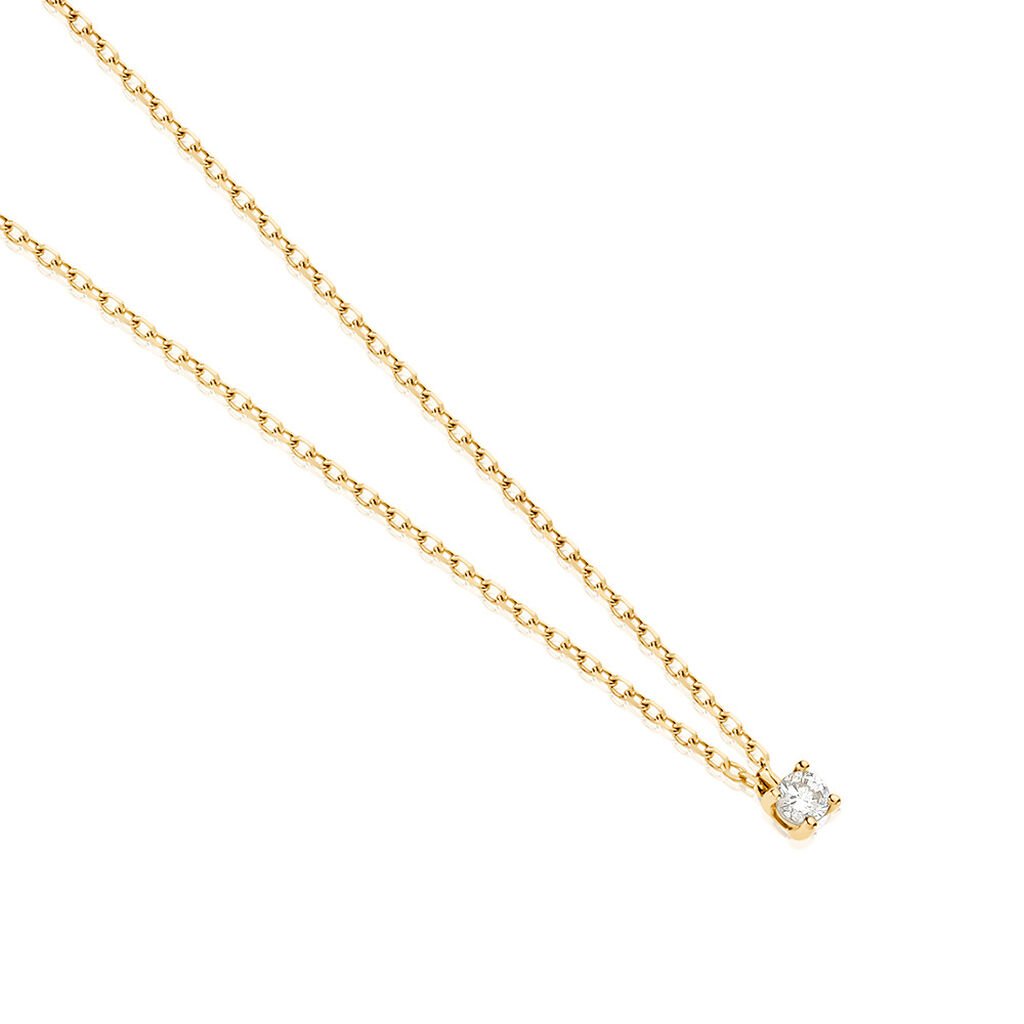 🦚 VICTORIA Damen Collier Gold 585 (14 Karat) Diamant Weiß 0,060 ct, Collier mit Stein
