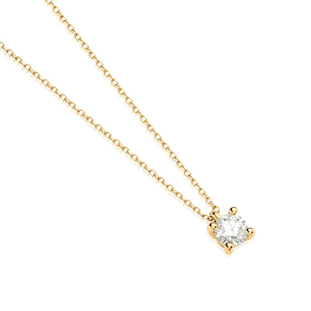 🦚 VICTORIA Damen Collier Gold 585 (14 Karat) Diamant Weiß 0,52 ct, Collier mit Stein