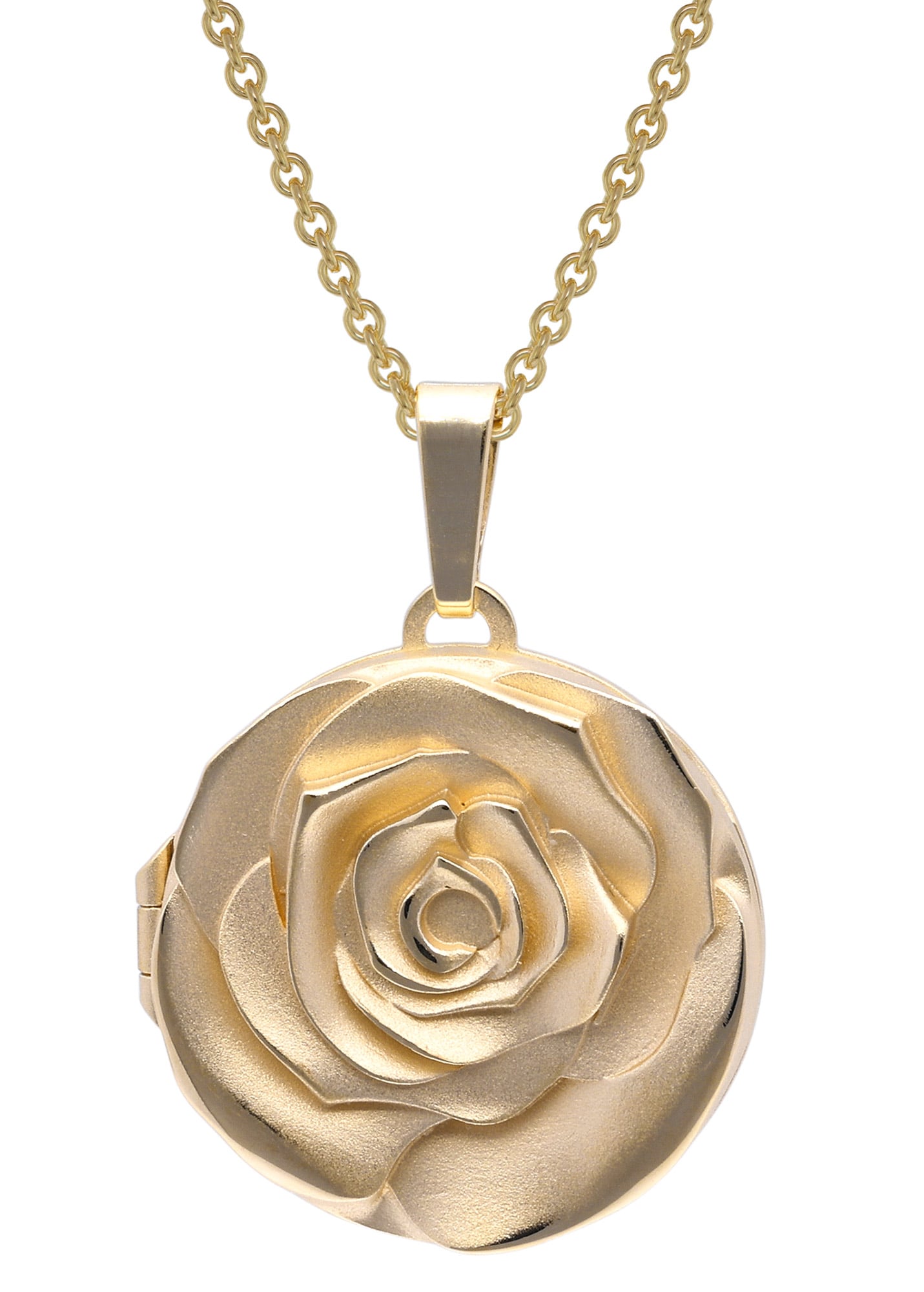 trendor 15068 Halskette mit Rosen-Medaillon Gold auf Silber 925