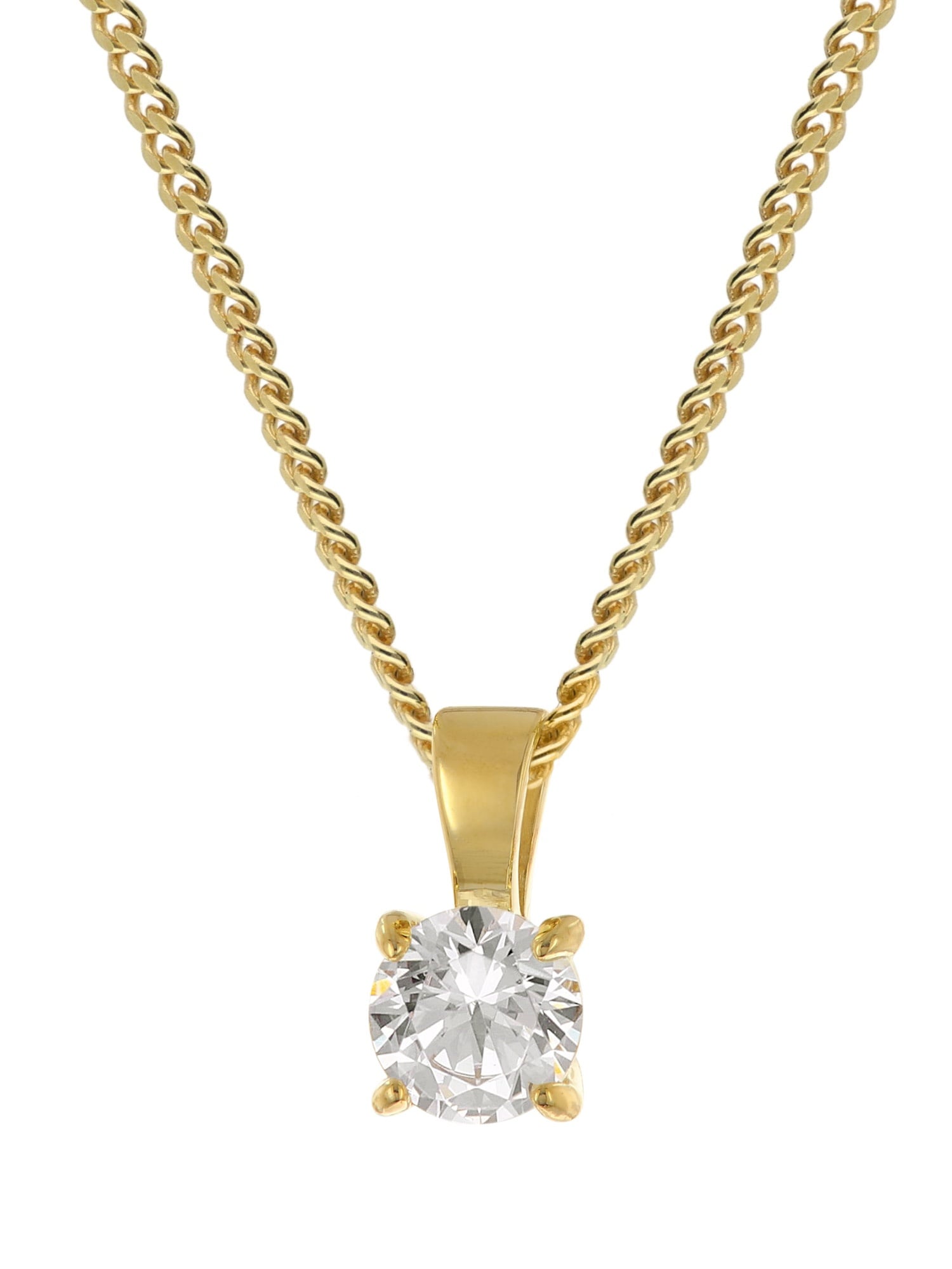 GLIZZ GL1070-45 Lab Grown Diamant-Anhänger 0,50 ct Gelbgold an Silberkette