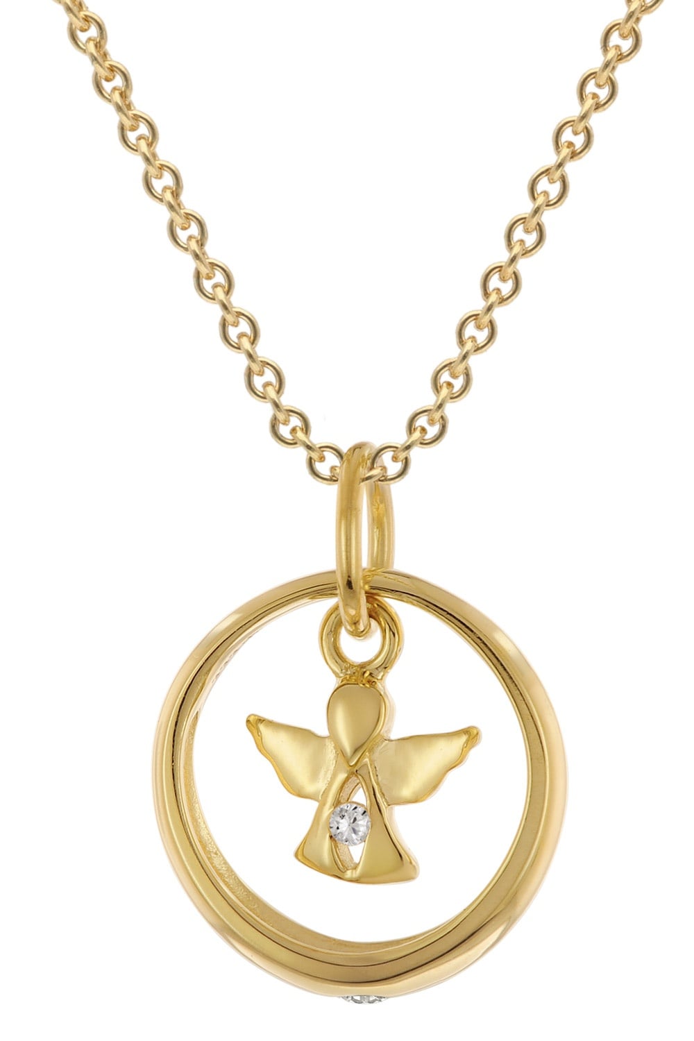 trendor 28210 Taufring Mit Engel Gold 333 / 8K An Vergoldeter Silberkette