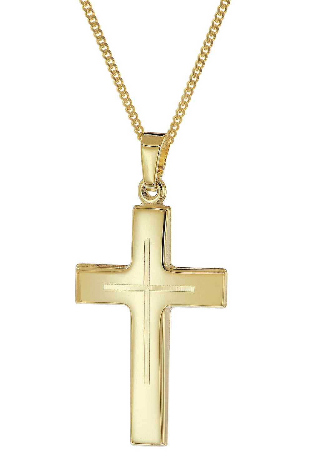 trendor 21160 Kreuz-Anhänger Gold 333/8K mit vergoldeter Herren-Silberkette
