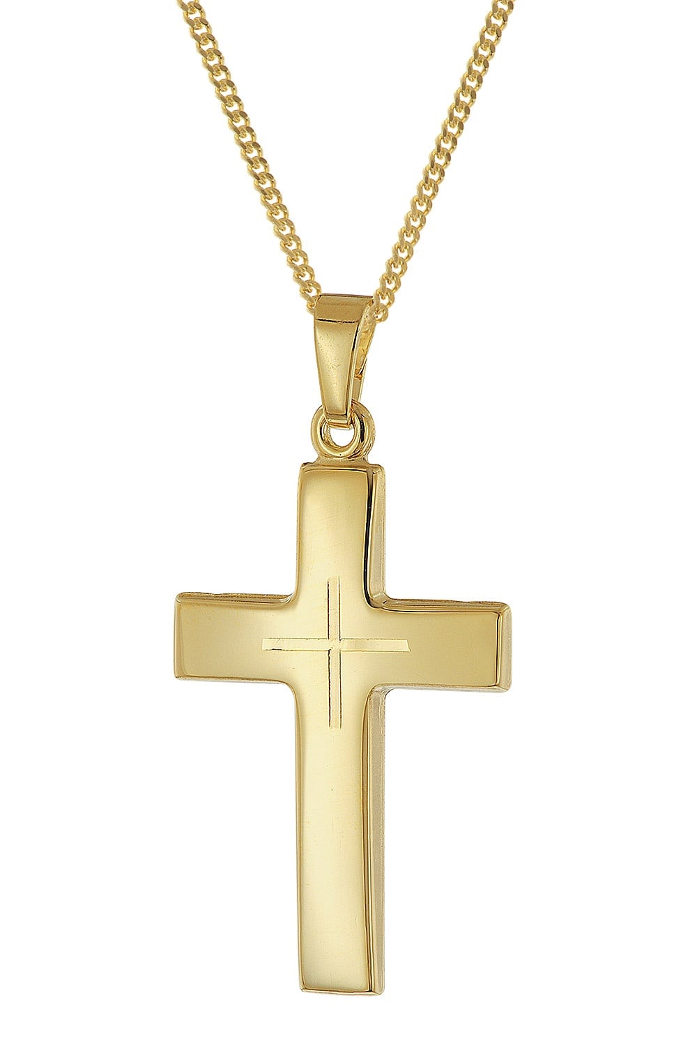 trendor 21162 Herren Kreuz-Anhänger Gold 585 (14K) an vergoldeter Silberkette
