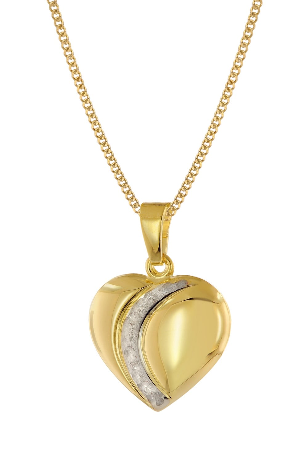 trendor 68202 Damen Herz-Anhänger Gold 333 Bicolor mit vergoldeter Silberkette