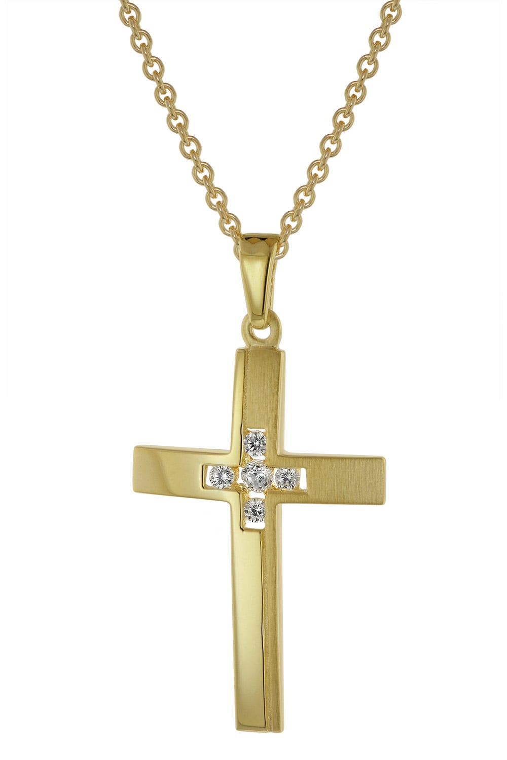 trendor 39018 Halskette mit Kreuz Gold auf Silber