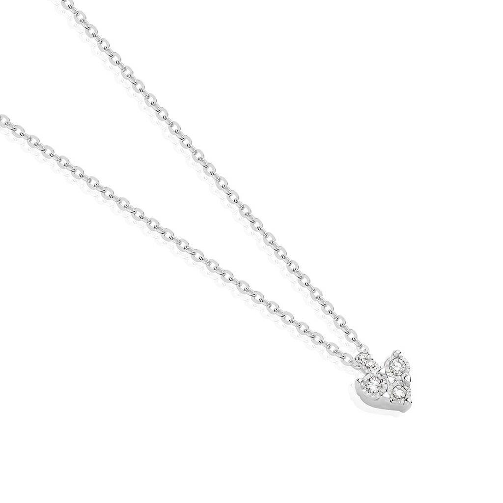 🦚 VIRELLE Damen Collier Weißgold 585 (14 Karat) Diamant Weiß 0,01 ct Herz, Collier mit Stein