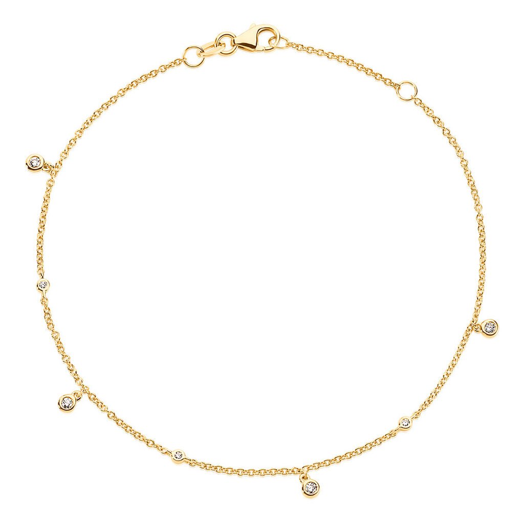 🦚 MOANA Damen Armband Gold 585 (14 Karat) Synthetischer Diamant Weiß 0,020 ct, Armband mit Stein