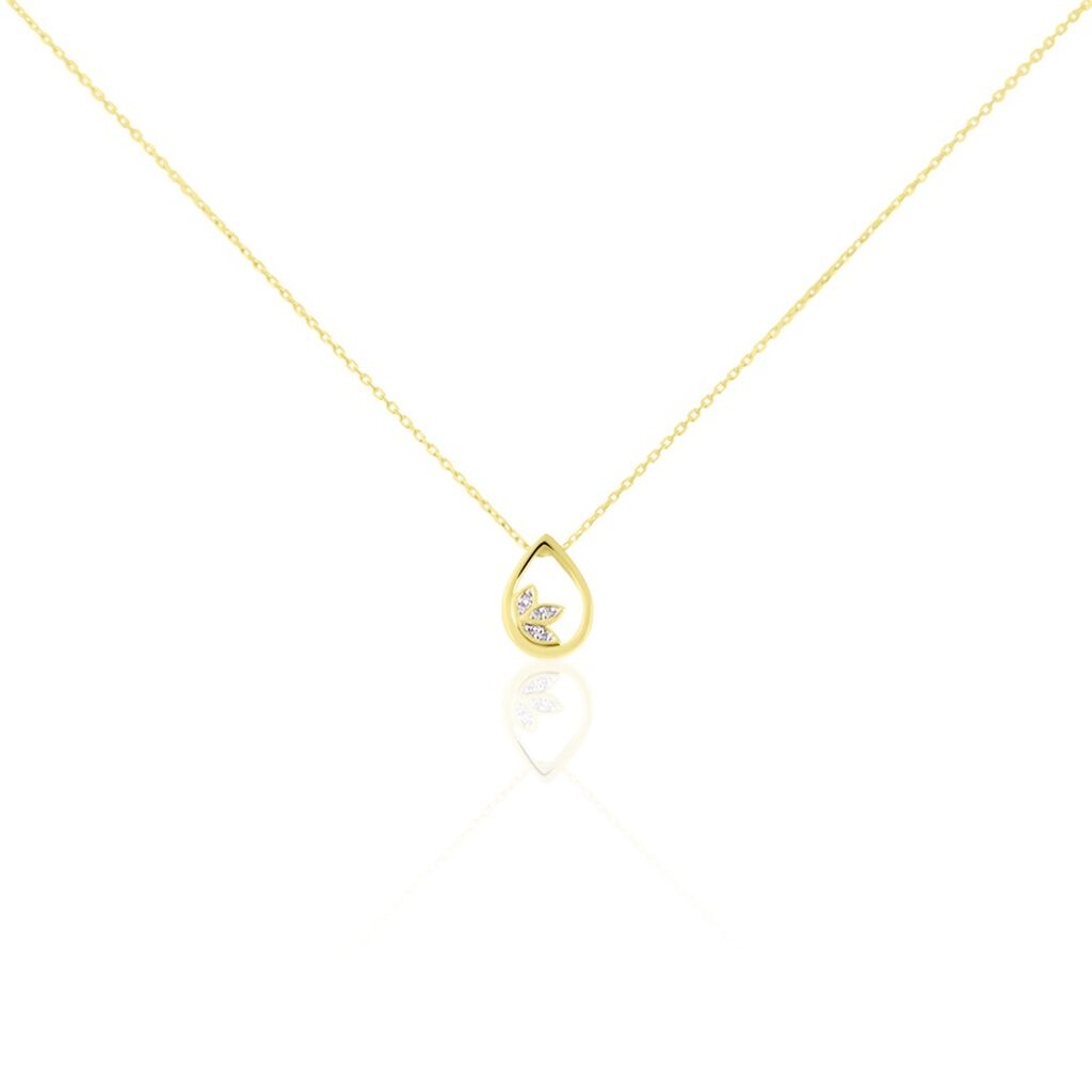 🦚 KENA Damen Collier Gold 375 (9 Karat) Diamant Weiß 0,02 ct Tropfen B 0,9 mm, Collier mit Stein
