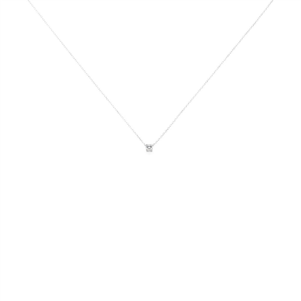 🦚 Illusion Damen Collier Weißgold 375 (9 Karat) Diamant Weiß 0,08 ct, Collier mit Stein