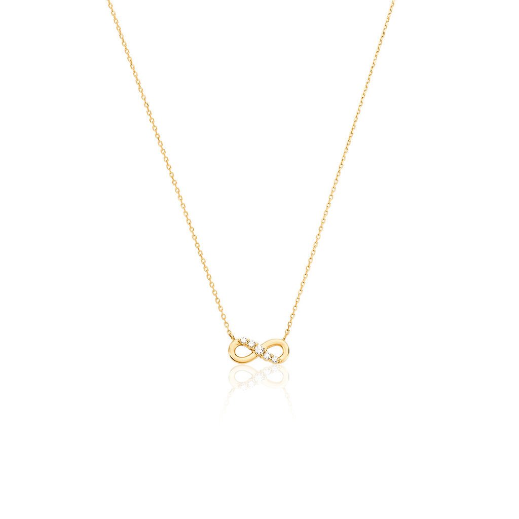 🦚 LUCIANA Damen Collier Gold 375 (9 Karat) Synthetischer Diamant Weiß 0,03 ct Unendlichkeit, Collier mit Stein