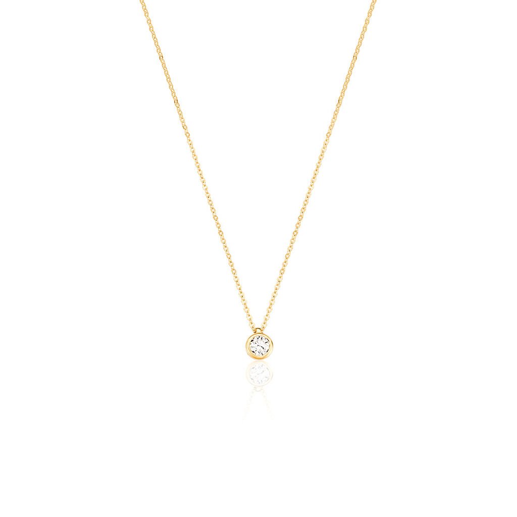 🦚 MOANA Damen Collier Gold 585 (14 Karat) Synthetischer Diamant Weiß 0,25 ct, Collier mit Stein