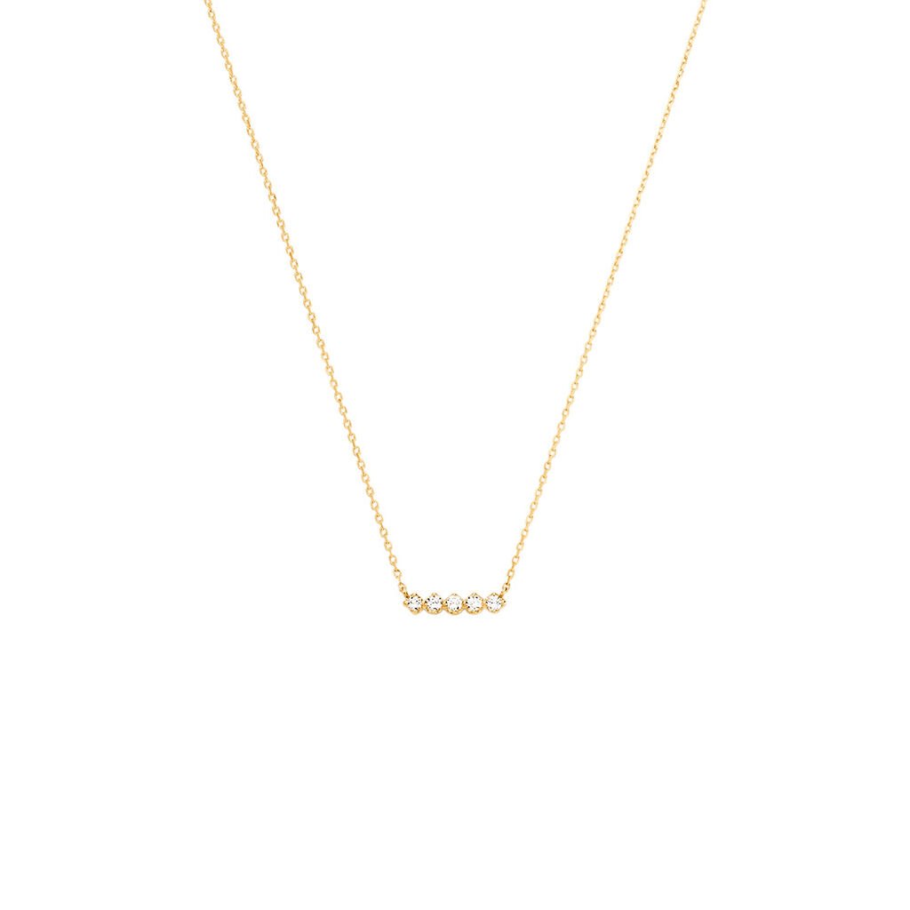 🦚 ZYLA Damen Collier Gold 375 (9 Karat) Synthetischer Diamant Weiß 0,1 ct, Collier mit Stein